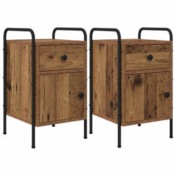 vidaXL Nachtkastje 2 st Oud hout 35 x 36,5 x 61 cm Bewerkt, Huis en Inrichting, Verzenden, Nieuw