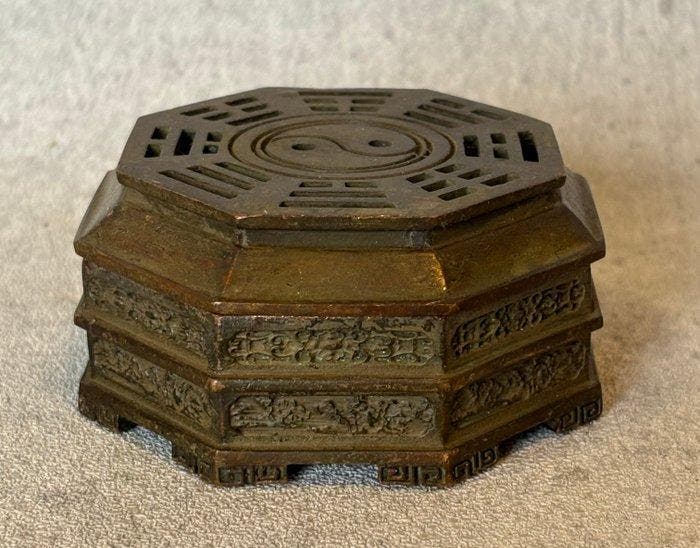 Wierookbrander - Brons - Yin-Yang / Trigrammen, Antiquités & Art, Antiquités | Autres Antiquités