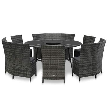 vidaXL 7-delige Tuinset met kussens poly rattan grijs, Verzenden, Tuinset