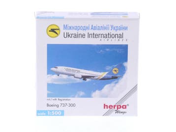 Schaal 1:500 Herpa 511889 Ukraine Int. Airlines Boeing 73..., Ophalen of Verzenden