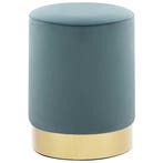 vidaXL Kruk fluweel 28 x 36 cm lichtblauw en goudkleurig, Huis en Inrichting, Stoelen, Verzenden, Nieuw