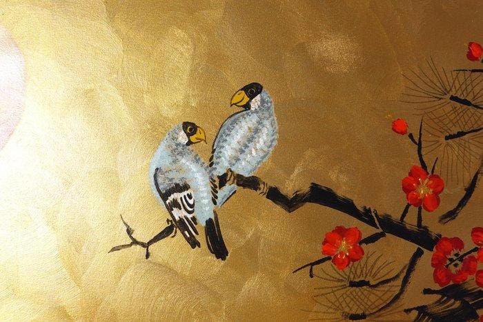 Ksavera - Japanese birds J490 - XXL, Antiquités & Art, Art | Peinture | Moderne