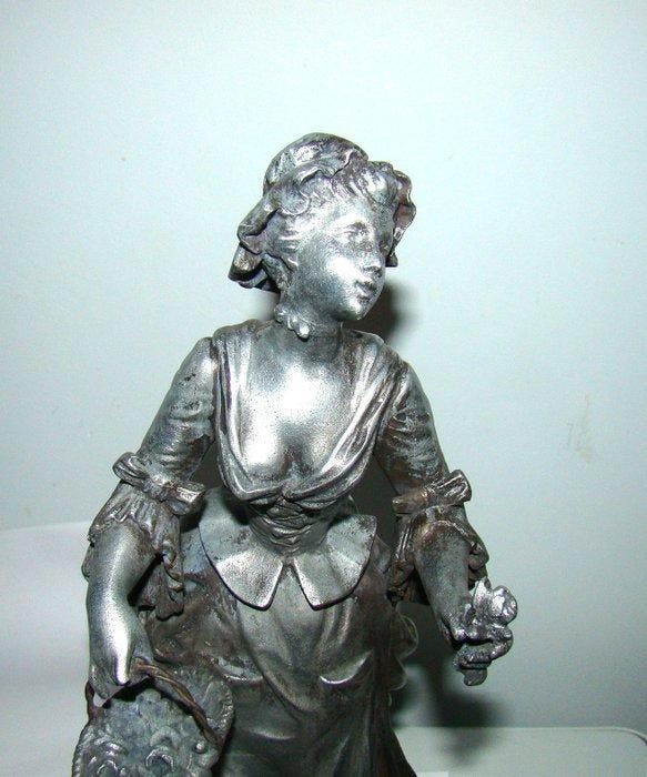 Charles Ferville Suan - sculptuur, la bouquetière - 31 cm -, Antiquités & Art, Curiosités & Brocante