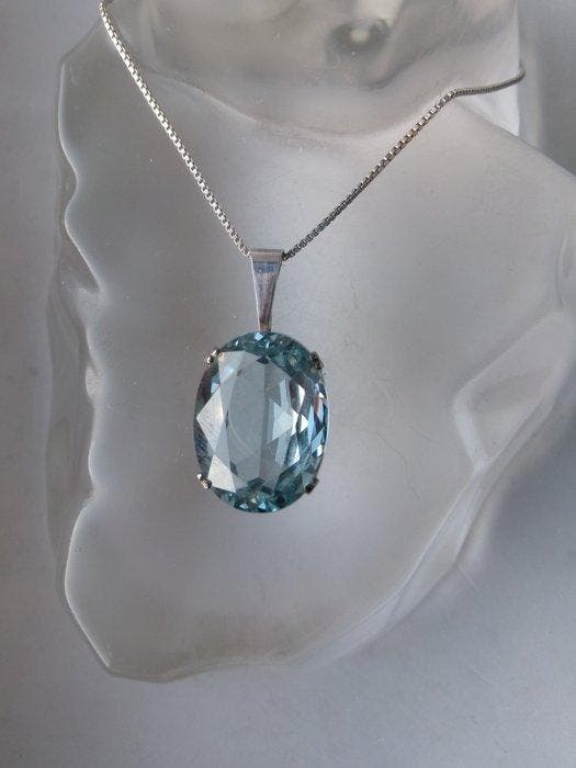 Argent, Spinelle - Collier avec pendentif - Art déco, Antiquités & Art, Art | Objets design