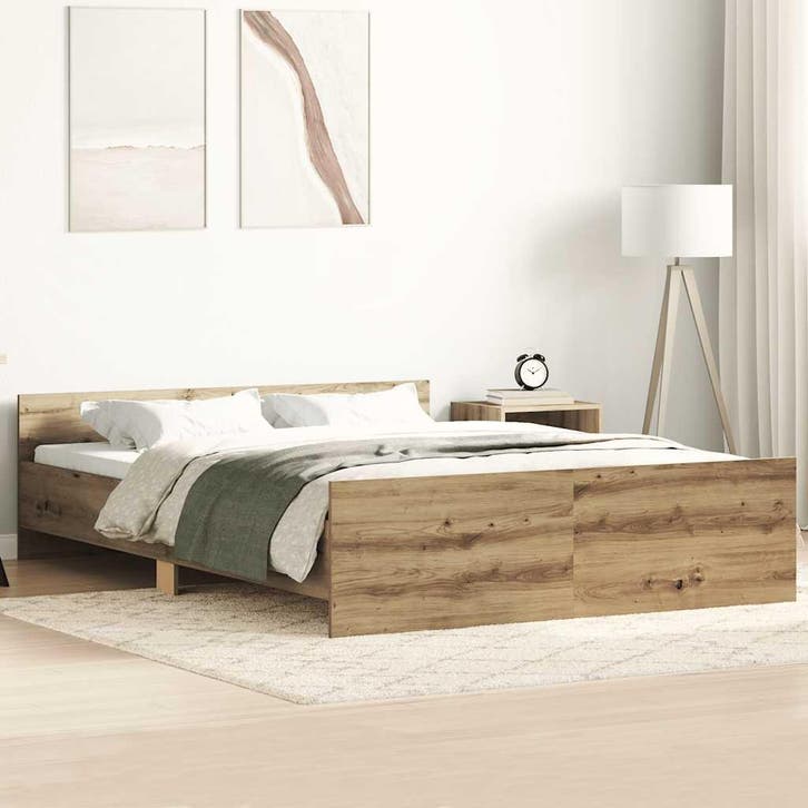 vidaXL Bedframe zonder matras spaanplaat artisanaal, Huis en Inrichting, Slaapkamer | Bedden, Nieuw, Verzenden