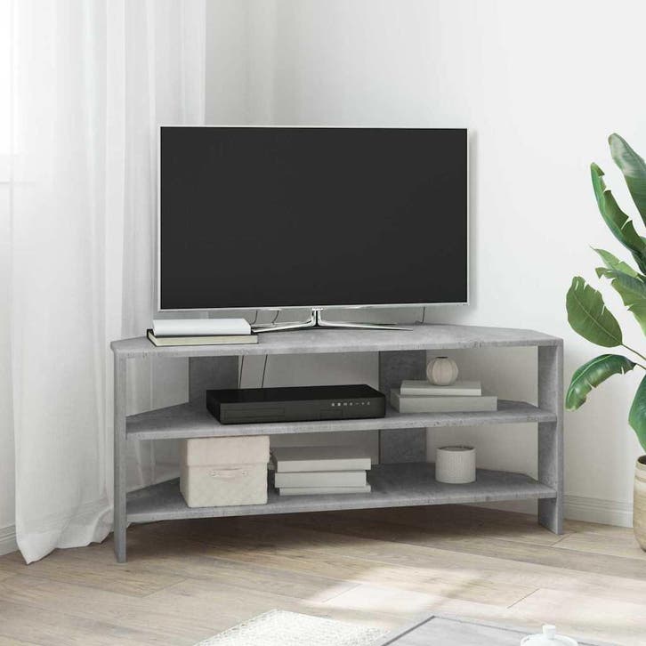 vidaXL HoekTVKabinet Beton Grijs 102x40,5x45cm Bewerkt hout, Huis en Inrichting, Kasten |Televisiemeubels, Nieuw, Verzenden