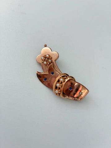 Broche - 9 carats Or rose - Perle