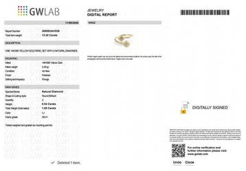Zonder minimumprijs - Ring - 14 karaat Geel goud - 1.08ct., Nieuw