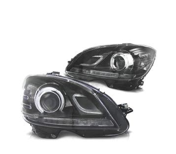 PHARES POUR MERCEDES CLASSE C W204 07-11 DIURNES FOND NOIR, Verzenden