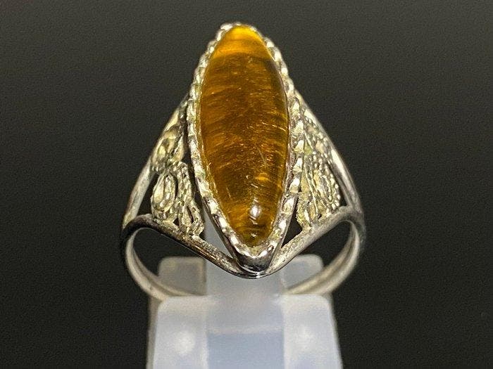Oud vintage uit de jaren 1970: Baltisch amberring -, Antiquités & Art, Curiosités & Brocante