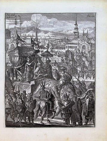 Wouter Schouten, door Jacob van Meurs - the king of Arakan, Antiek en Kunst