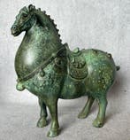 Beeld, Exclusief Tang-Dynasty stijl paard - 24.5 cm - Brons