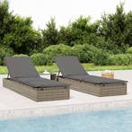 vidaXL Ligbed met kussen 1 st 201x55x62 cm poly rattan grijs, Verzenden, Nieuw