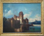 Scuole fiamminga (XVIII) - Paesaggio portuale - NO RESERVE, Antiek en Kunst, Kunst | Schilderijen | Klassiek