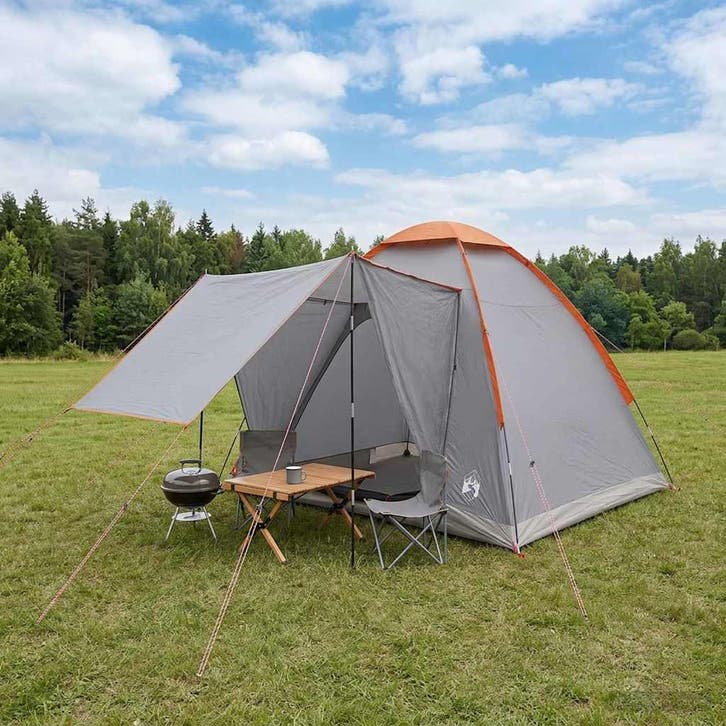 vidaXL Kamperen tent Grijs en Oranje 2-persoons Polyester en, Caravanes & Camping, Tentes, Envoi