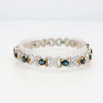 Armband - 14 karaat Witgoud, Geel goud Saffier - Diamant, Nieuw