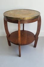 Table dappoint - Chêne, Laiton - Amsterdamse School