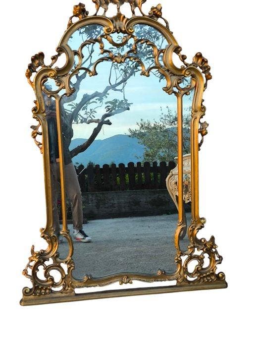 Miroir mural - Bois, Verre, Antiquités & Art, Antiquités | Autres Antiquités