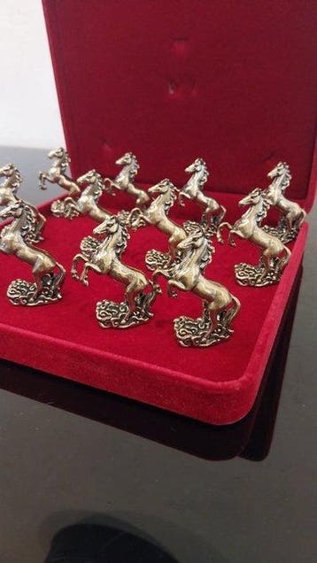 Porte couteau (12) - Cheval cabré laiton - Laiton doré