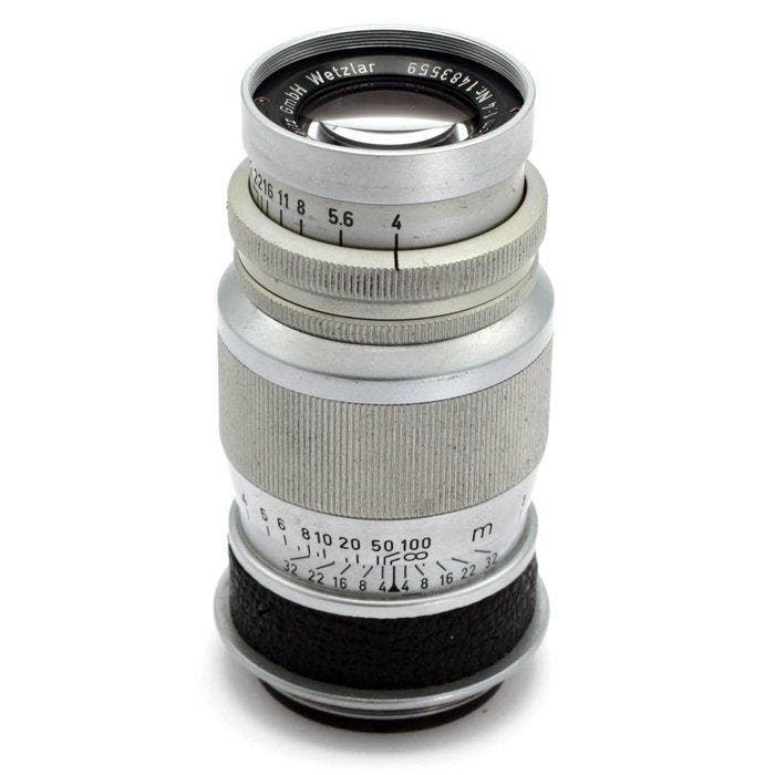 Leica ELMAR 9cm F4 silver Prime lens, Verzamelen, Foto-apparatuur en Filmapparatuur