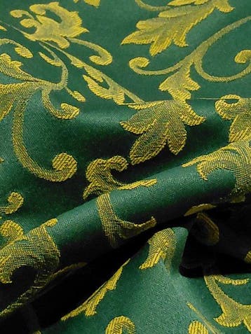 Luxury Emerald Green & Gold Damask Fabric – Extra Height 280