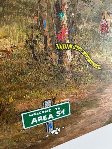 eR.B. -  tableau street art... Welcome to AREA 51, Antiquités & Art