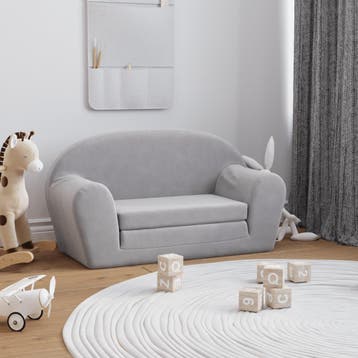 vidaXL Kinderslaapbank 2-zits zacht pluche lichtgrijs, Verzenden, Nieuw