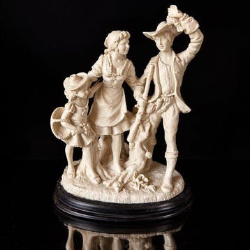 Beeldje - Large Rococo-Style Pastoral Figural Group with
