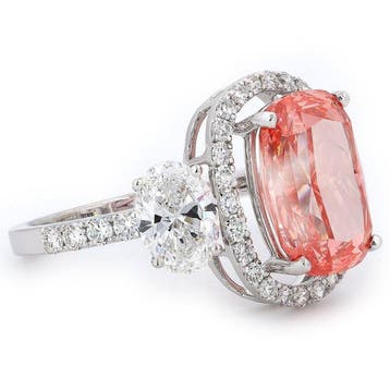 Verlovingsring - 14 karaat Witgoud - 5.83ct. tw. Roze