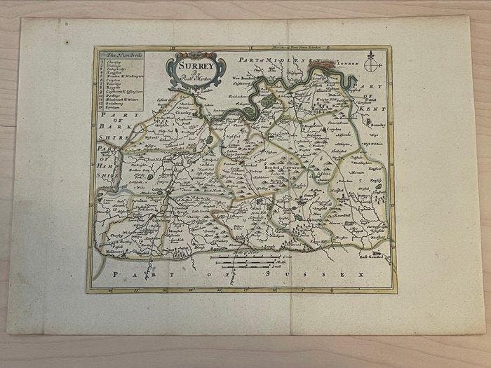 Verenigd Koninkrijk - Surrey; Robt. Morden / Pieter van den, Boeken, Atlassen en Landkaarten
