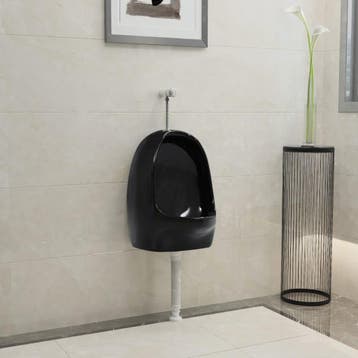 vidaXL Wandurinoir met spoelklep keramiek zwart, Verzenden, Nieuw
