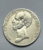 Nederland. Willem II. 2 1/2 Gulden 1845 met streep (Zonder