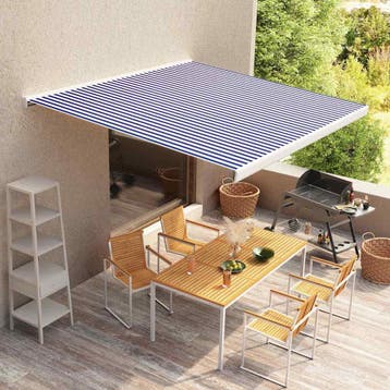 vidaXL Luifeldoek 400x300 cm canvas blauw en wit, Tuin en Terras, Zonneschermen, Verzenden, Nieuw