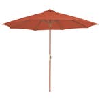 vidaXL Parasol met houten paal 300 cm terracotta, Tuin en Terras, Verzenden, Nieuw