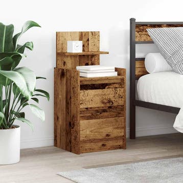 vidaXL Nachtkastje met 2 lades 38x34x80 cm oud houtkleurig, Verzenden
