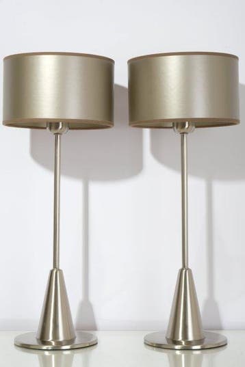 Lampe de table - Métal - acier inoxydable - Deux lampes de