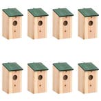 vidaXL Vogelhuisjes 8 st 12x12x22 cm hout, Verzenden, Nieuw