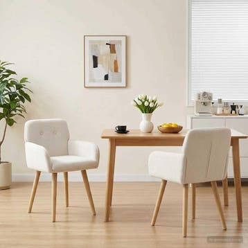 vidaXL Eetstoelen 2 st Bouclé Crèmekleurig 59 x 57 x 85 cm, Verzenden, Nieuw