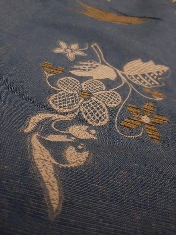 Lotto di 2 tessuti vintage in cotone Jacquard floreale -