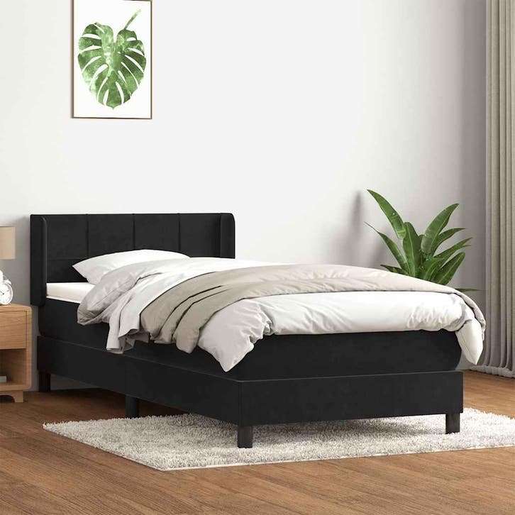 vidaXL Boxspring met matras fluweel zwart 90x210 cm, Maison & Meubles, Chambre à coucher | Lits, Envoi