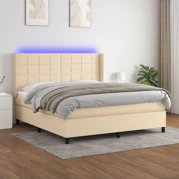 vidaXL Boxspring met matras en LED stof crèmekleurig 160x200, Verzenden, Nieuw