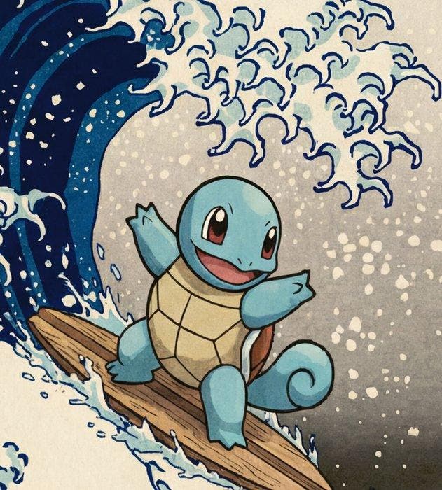 Kleury.art - “Squirtle Surfing on The Great Wave off, Games en Spelcomputers, Spelcomputers | Overige Accessoires