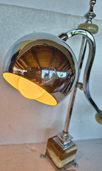 Lampe de table - œil - acier chromé - Lampe avec bulbe