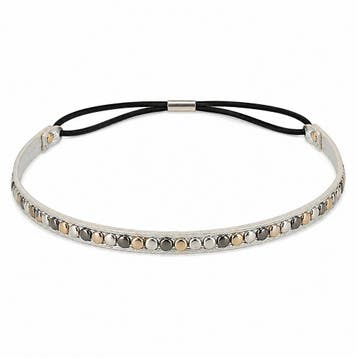Haarband Sierband 1cm - Studs - Grijs Koper Zilver