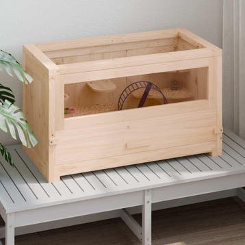 vidaXL Hamsterkooi 60x30x35 cm massief vurenhout, Verzenden, Nieuw