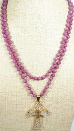 Rubi NATUURLIJK AAAA++ - ZEER LANG - Kruis met Zirkoniën -