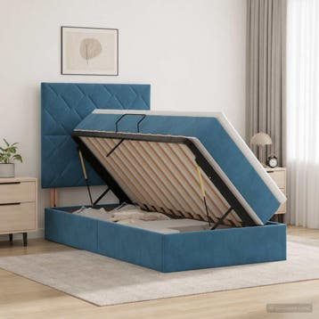 vidaXL Opslag bed met matras Donkerblauw 90 x 200 cm Fluweel, Huis en Inrichting, Verzenden, Nieuw