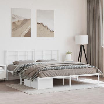 vidaXL Bedframe met hoofdbord metaal wit 180x200 cm, Verzenden, Nieuw