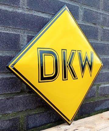 DKW geel emaille bord, Verzenden, Nieuw
