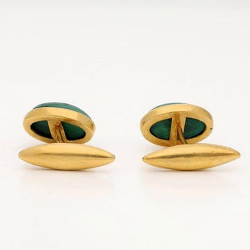 Boutons de manchette - 18 carats Or jaune - malachite
